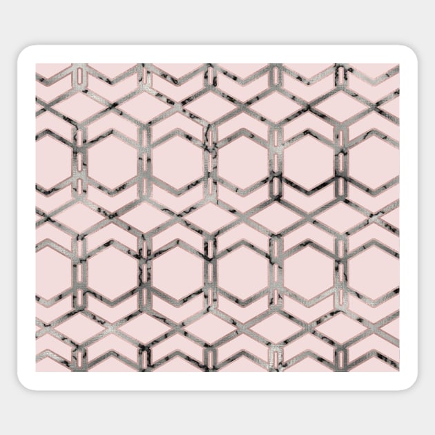 Geo marble links in blush pink Sticker by RoseAesthetic